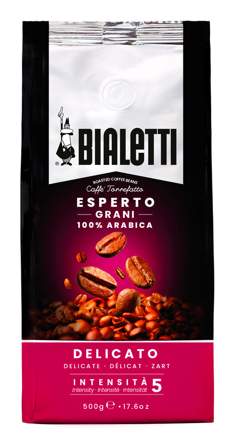 Bialetti Esperto Delicato – Kaffeebohnen – Espresso, Intensität 5, 500 g