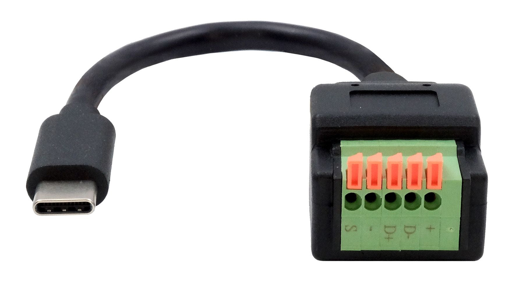 EXSYS EX-49123 Adapter USB-C zu 5-poligem Terminalblock – USB 2.0 (0,48 Gbit/s), 0,15 m – Schwarz