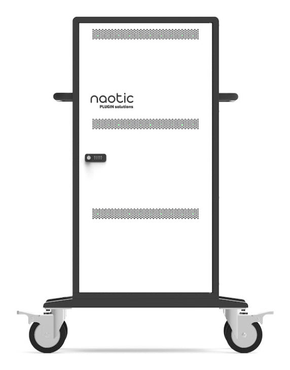 Port Designs Lade-/Aufbewahrungsschrank – für 30 Geräte – USB-C/USB-A, abschliessbar – Schwarz/Weiss