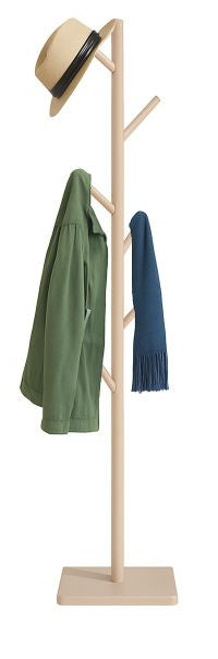 Relaxdays Garderobenständer mit 8 Haken – Holz – Beige – 1750 mm
