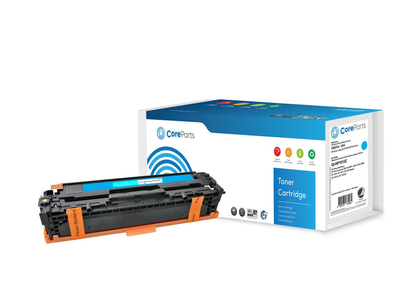CoreParts Toner CB541A – Cyan, 1400 Seiten – für HP Color LaserJet CP1215/CP1515