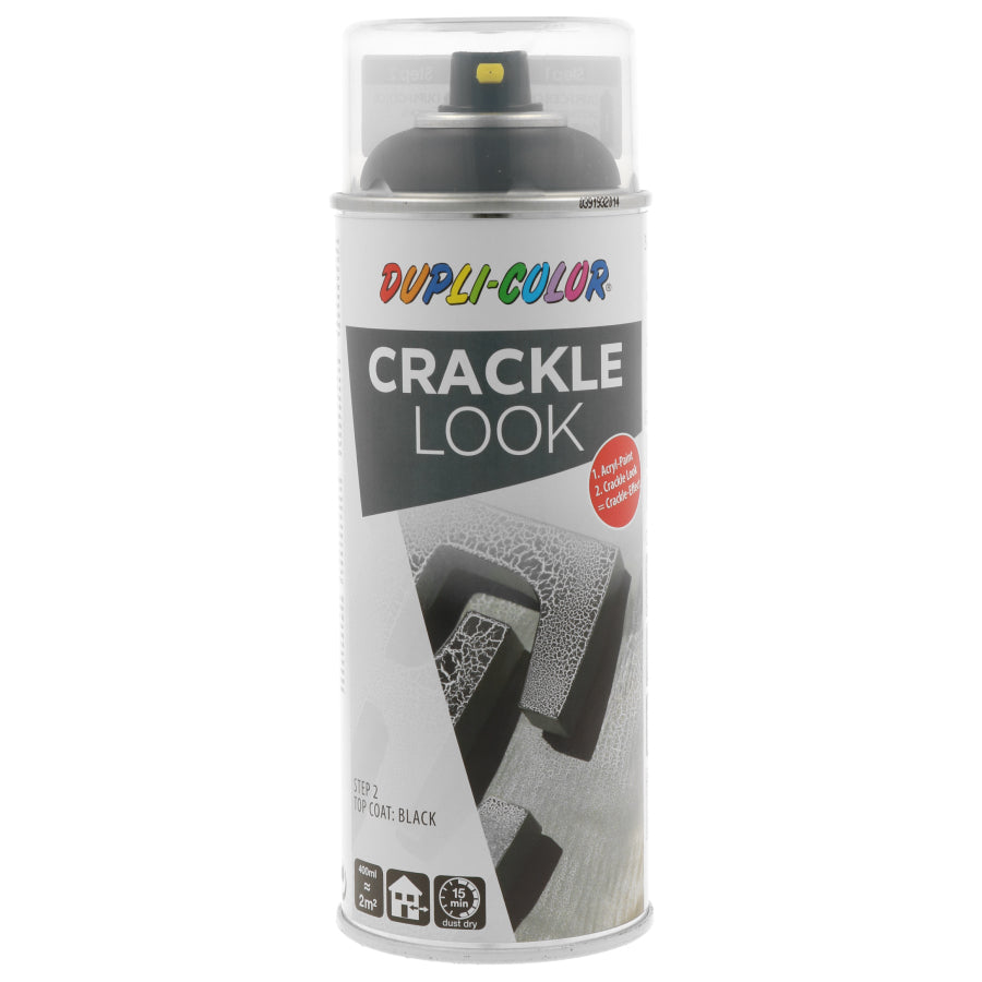 Dupli-Color Crackle Look Farbspray – Schwarz, matt, Crackle-Look – 400 ml – für Stein, Metall, Holz