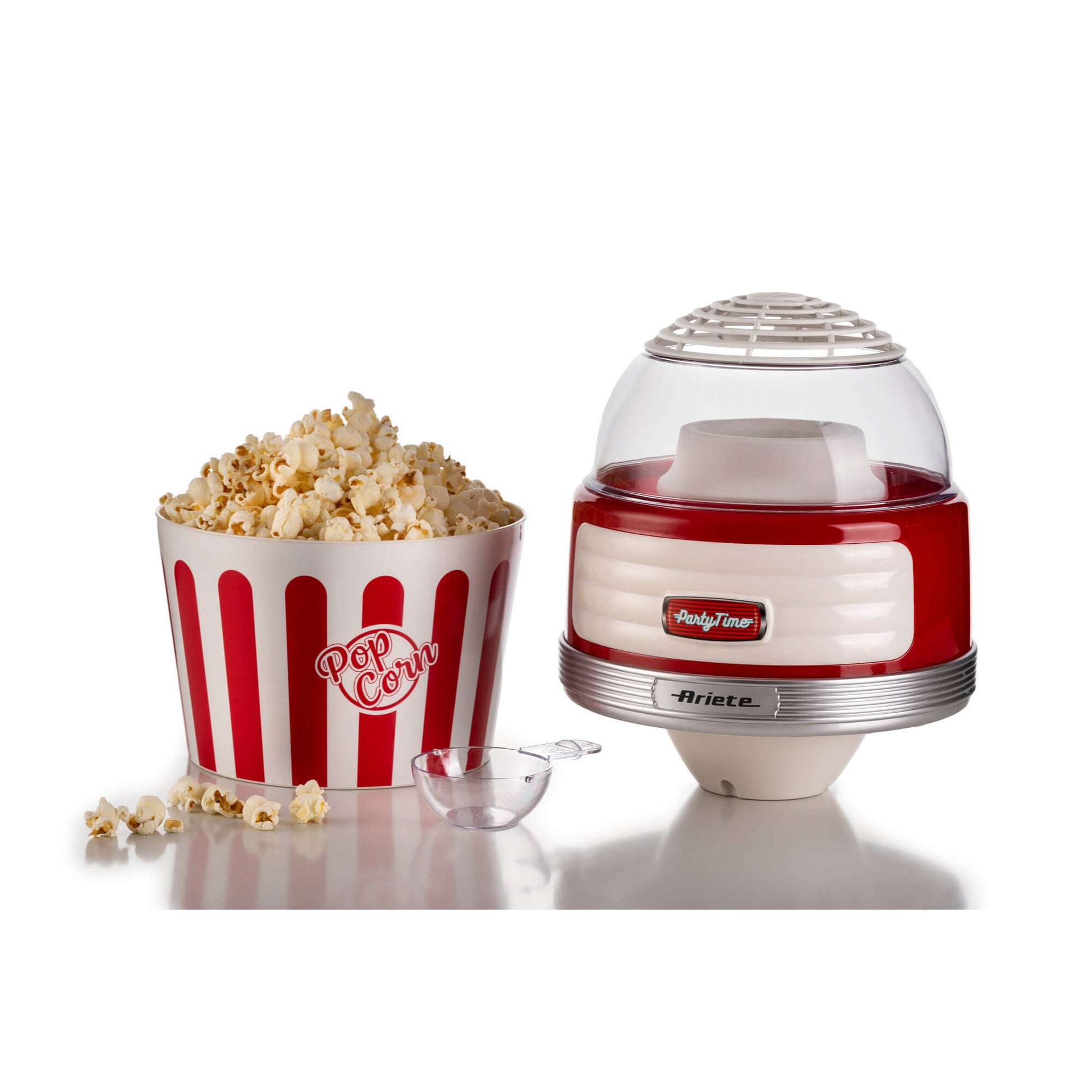 Ariete Popcorn Maschine ARI-2957-RD – 60 g, 1 100 W – rot/transparent/weiss