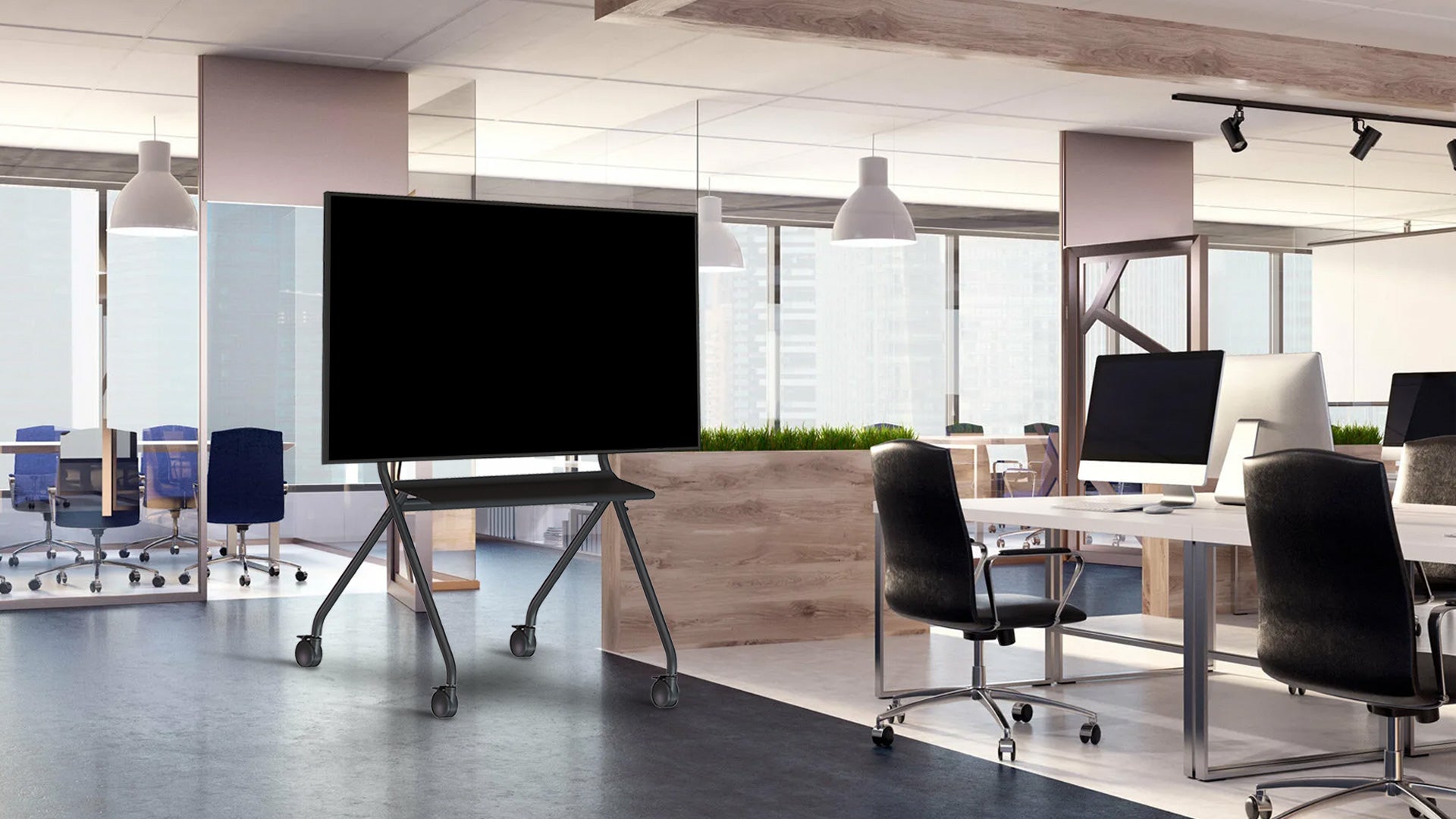 Vision TV-Wagen – 55–100" – VESA 200×200–900×600 – bis 100 kg, mit Rollen – VFM-F12