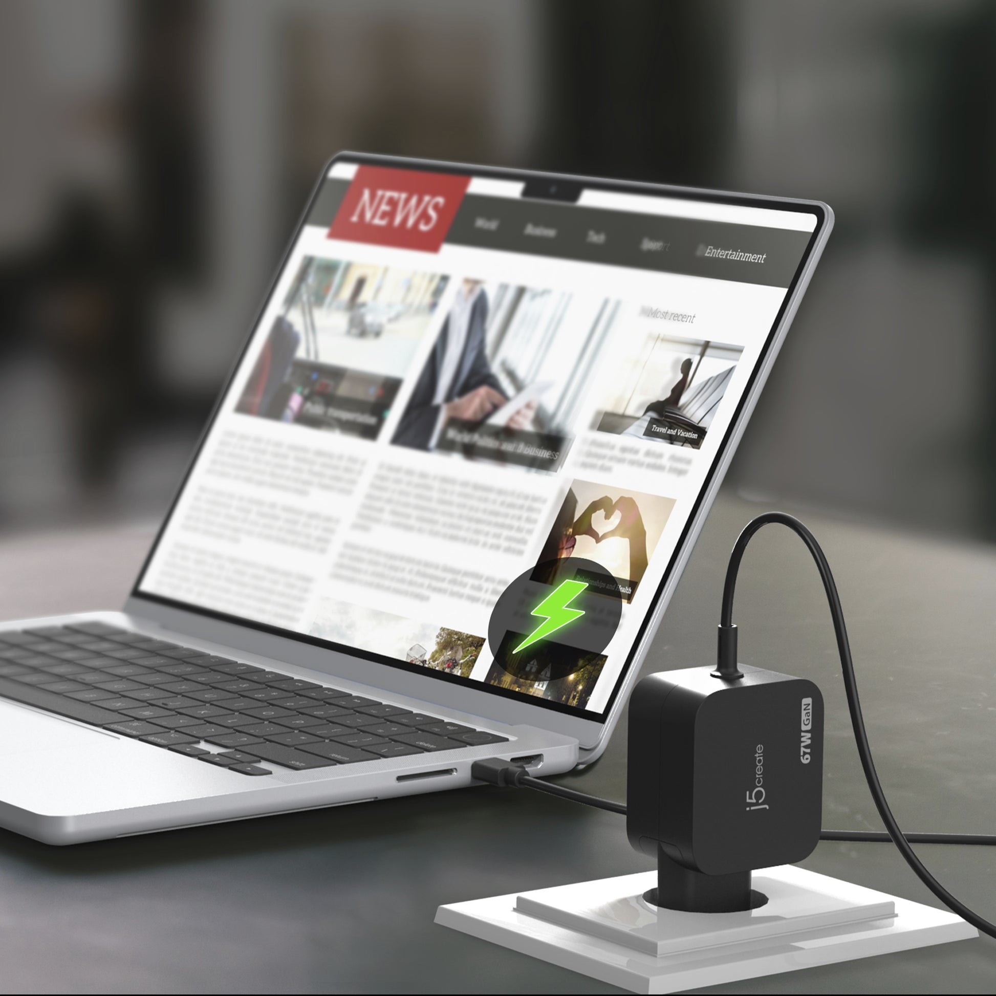 j5create Ladegerät – 67 W, 1× USB-C, PD, GaN