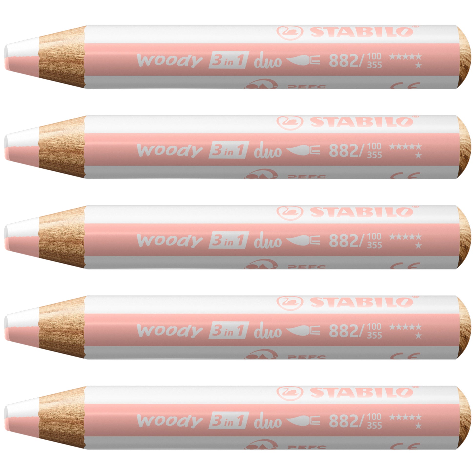 STABILO Buntstifte woody 3 in 1 duo – 3-in-1, Minen-Durchmesser 10 mm, 5 Stifte, mit Spitzer