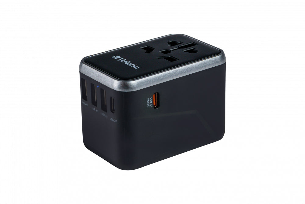 Verbatim UTA-04 Reiseadapter USB-Ladegerät 61 W – USB-C×2, USB-A×3 – PD, QC