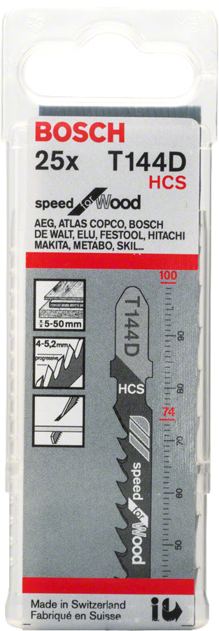 Bosch Professionelles Stichsägeblatt 100 mm HCS – 25 Stk – variabler Klingenzahnabstand 4–5,2 mm – für Holz