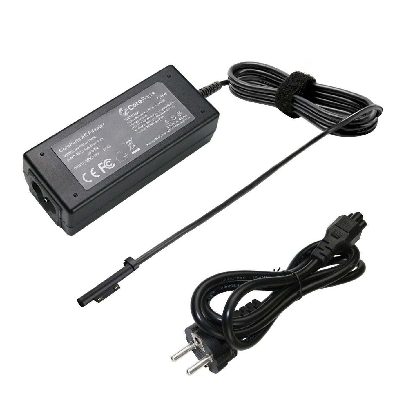 CoreParts Q5N-00003 Netzteil 31 W – 12 V, 2,58 A – für Surface Pro 3/4/5, inkl. EU-Kabel – schwarz