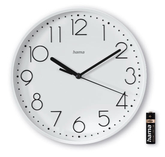 Hama Selina Wanduhr – Analog, lautlos, Ø 22 cm, weiss, Kunststoff/Glas