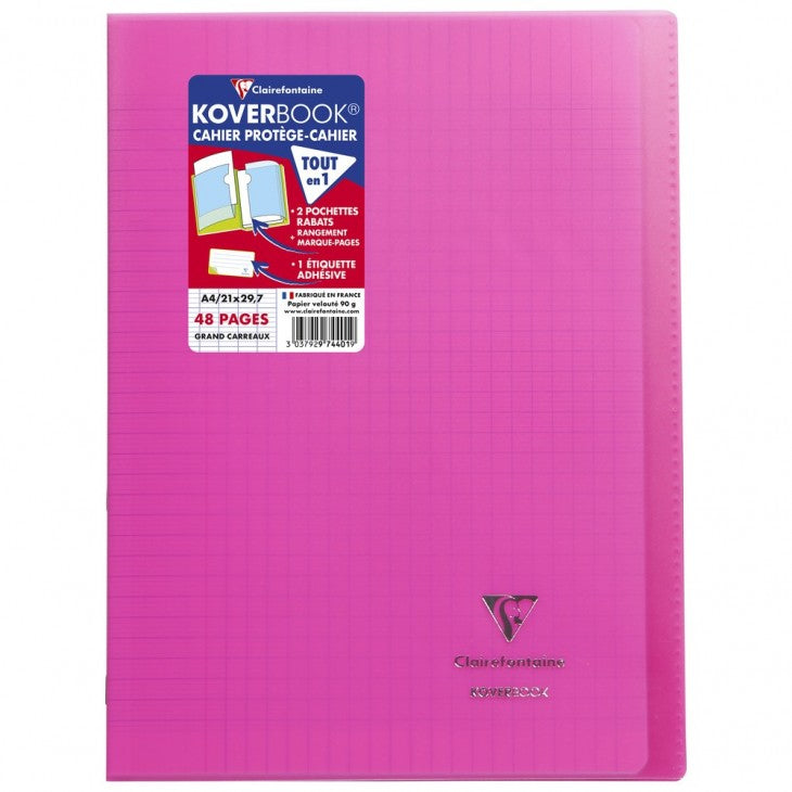 Clairefontaine Notizheft – A4 – 48 Seiten – 90 g/m² – geheftet, transparentes PP-Cover, assortiert, PEFC