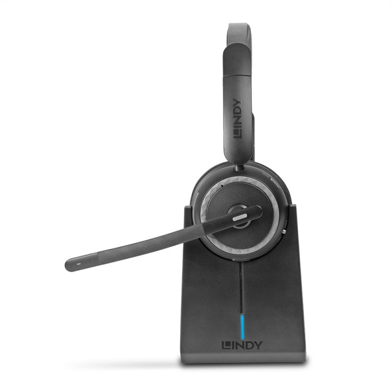 Lindy L118 Office-Headset – On-Ear, Stereo, Kabel + BT, mit USB-C-Dongle, mit Ladestation, Schwarz, BT 5.2