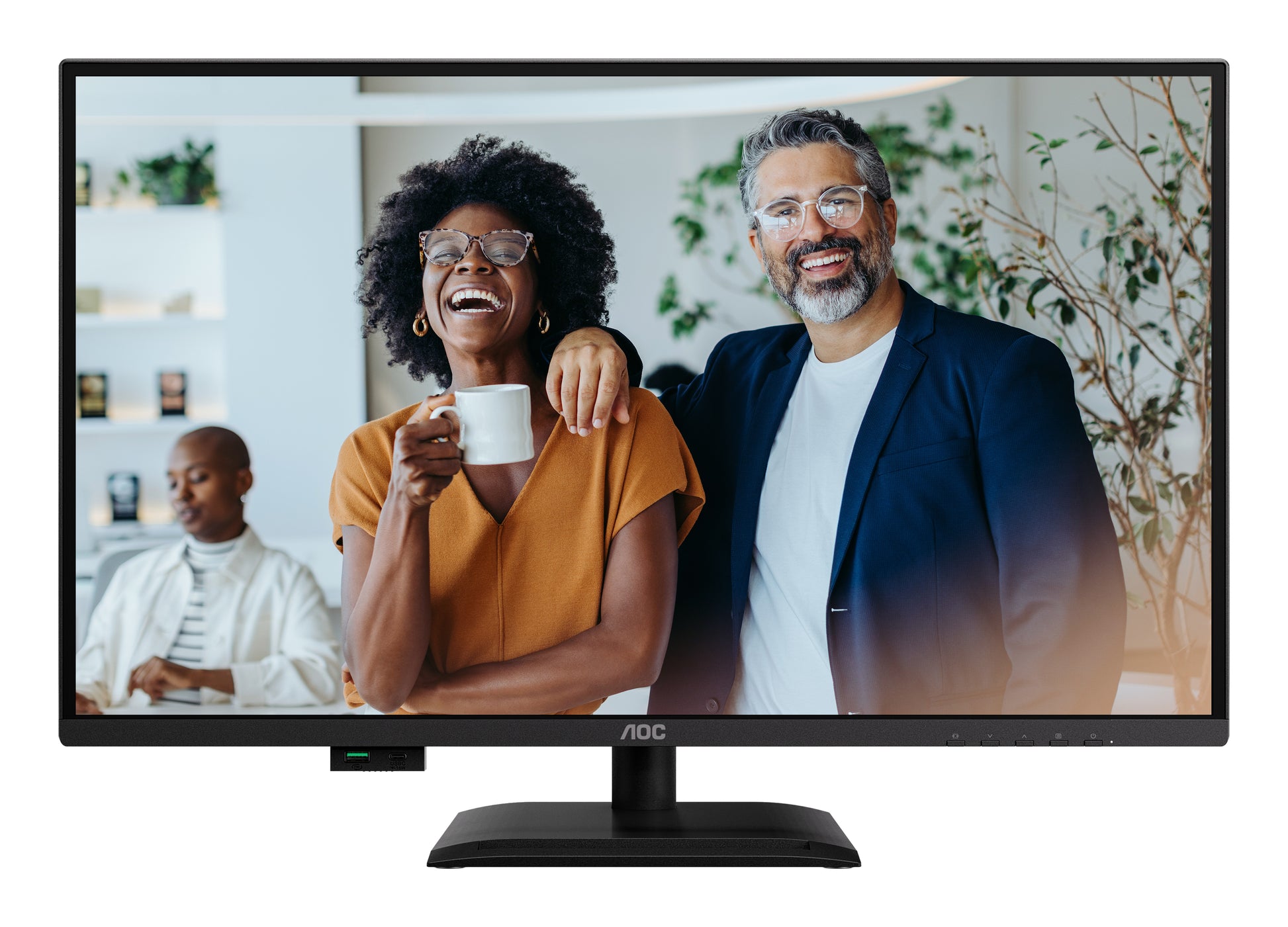 AOC Q27P4CV – Monitor, 27", 2560 × 1440 (WQHD), IPS, 120 Hz, USB-C, KVM, Lautsprecher, VESA 100 × 100, Schwarz