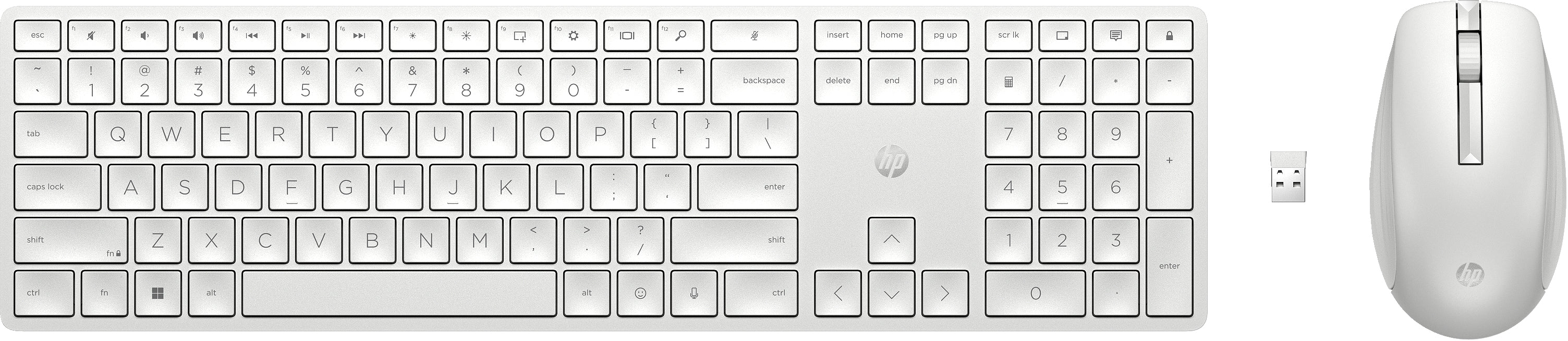 HP 650 – Tastatur- und Maus-Set – Membran – 2,4 GHz – Weiss