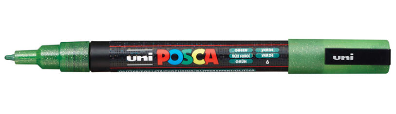 Uni-Ball POSCA PC-3M Acrylmarker – Rundspitze 0,9–1,3 mm – funkelndes Grün – für Glas, Metall und Kunststoff