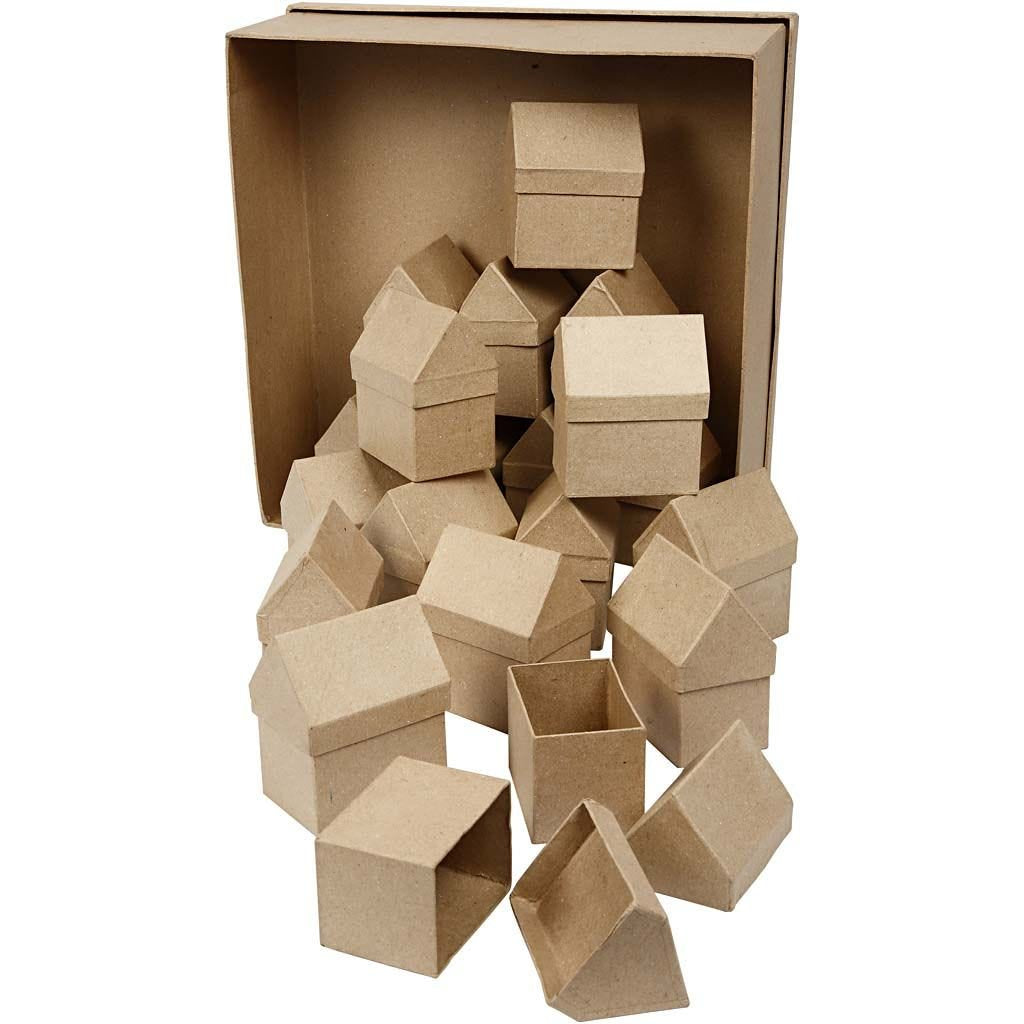 Creativ Company Pappschachteln Häuser – 10,5 × 6 × 8,5 cm – braun – 40 Stk.