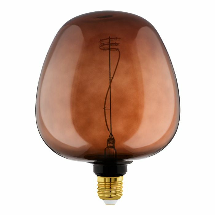 EGLO LED-Leuchtmittel Globe G190 E27 – 4 W dimmbar, 40 lm, 2000 K warmweiss, 120°, Glas cognac
