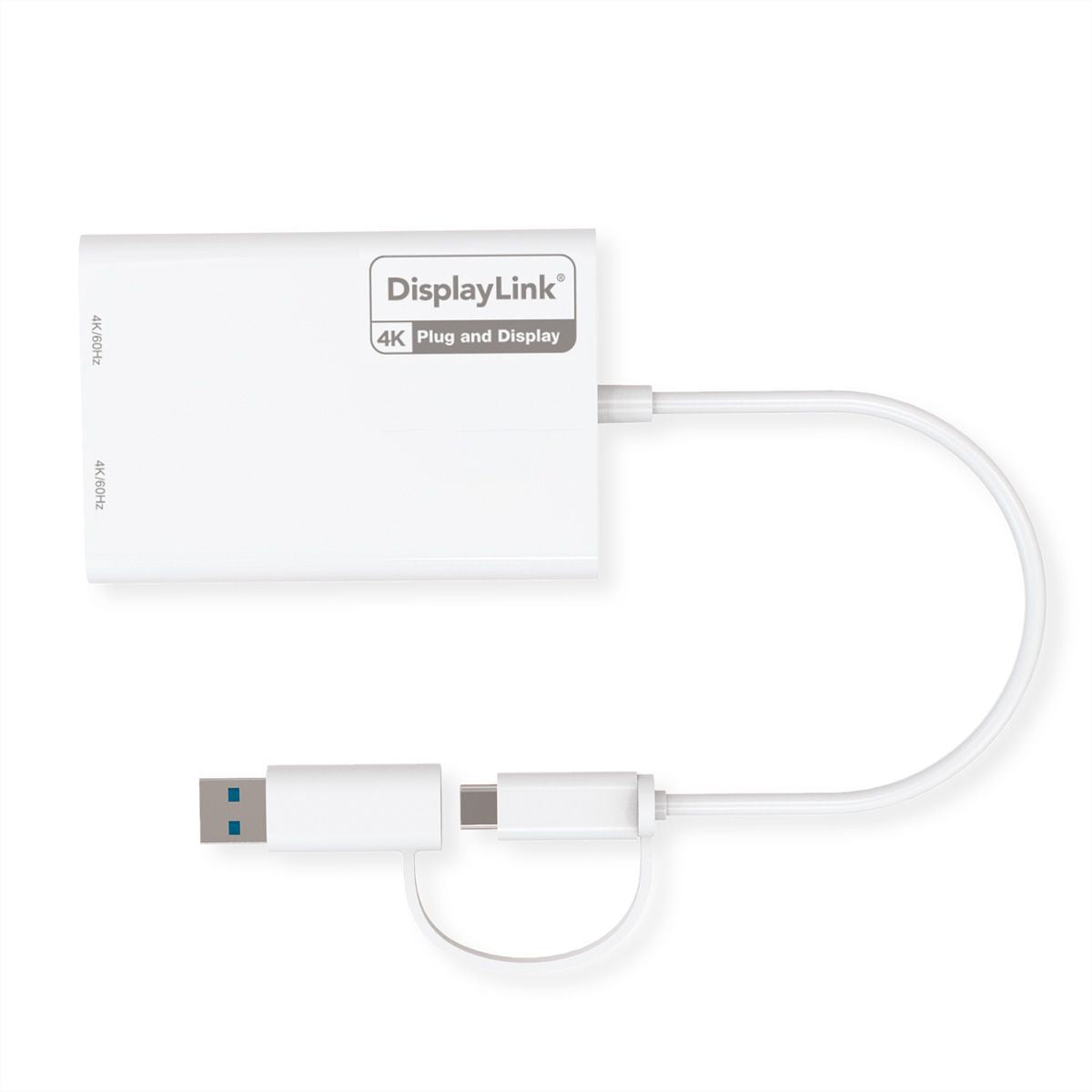 ROLINE Multi-Monitor-Adapter USB-A/C zu 2× HDMI – 4K (3840×2160) @60 Hz, 0,18 m, für USB-A/C (DP Alt Mode)