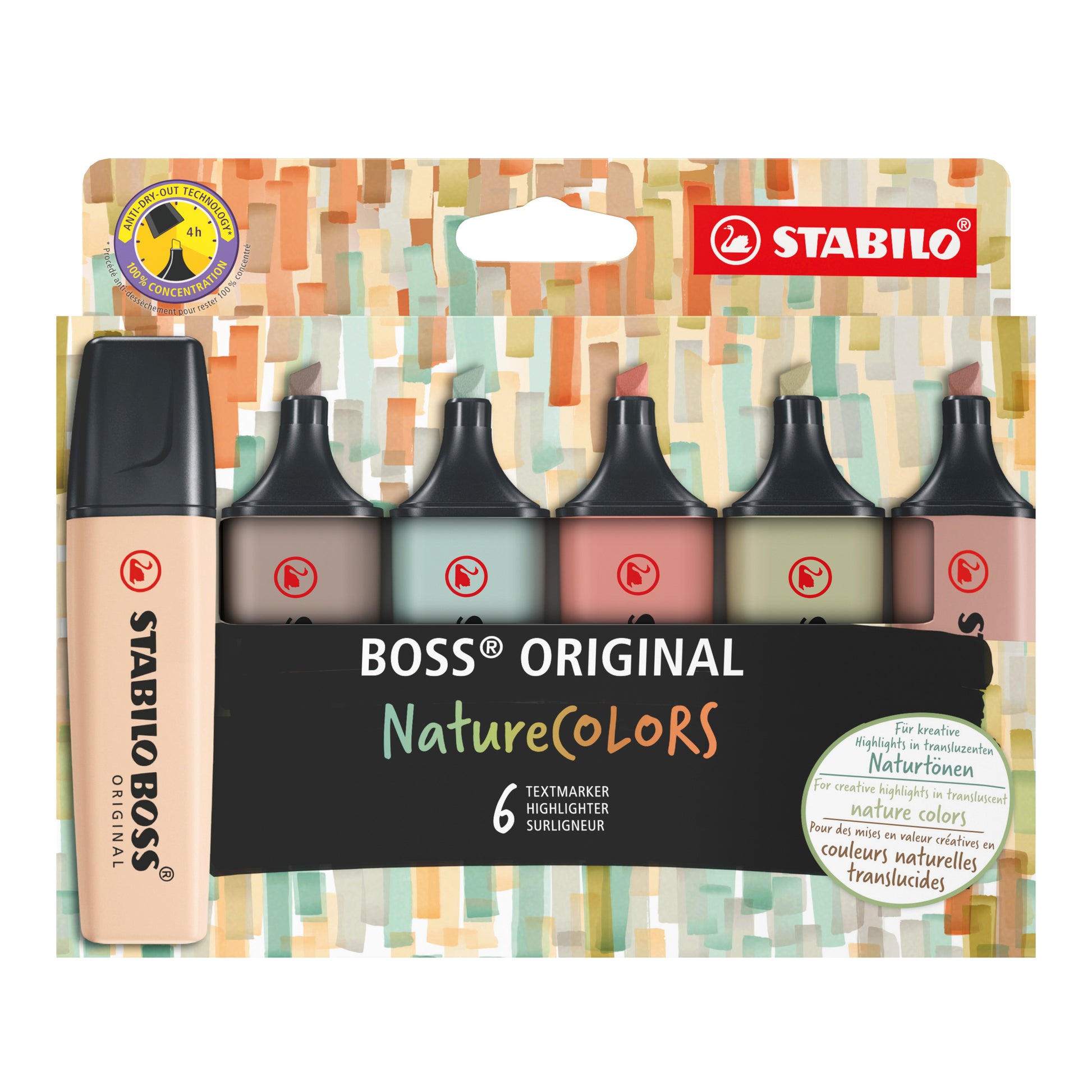 STABILO BOSS Original Textmarker Set 6 Farben – Keilspitze, 2–5 mm