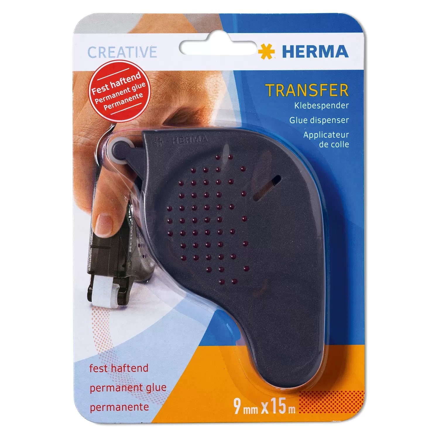 HERMA Klebespender – permanent, transparent, lösemittelfrei, nachfüllbar, geruchsarm, für Basteln