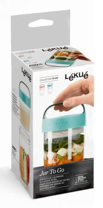 Lékué Lunchbecher – 600 ml, 9,2 × 9,2 × 18,8 cm, Kunststoff (Tritan), Türkis, mikrowellengeeignet