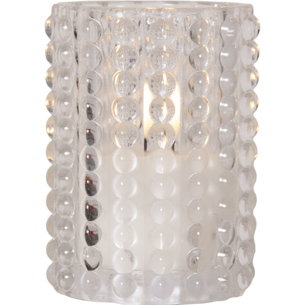 Star Trading LED-Kerze – Ø 9 × 13 cm – transparent, warmweiss, Timer