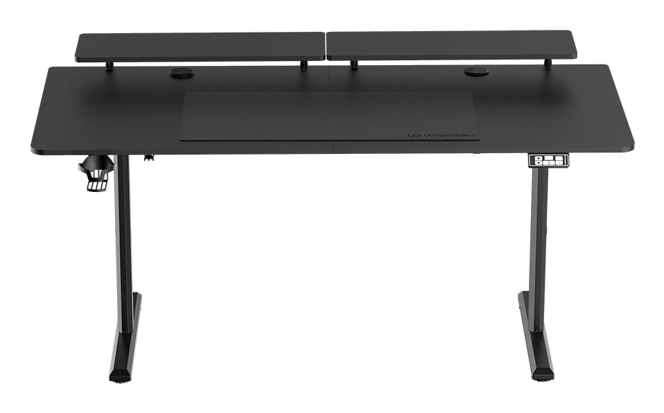 Ultradesk Highlander XXL Gaming-Tisch – 160 × 70 cm, elektrisch höhenverstellbar, schwarz, Stahl