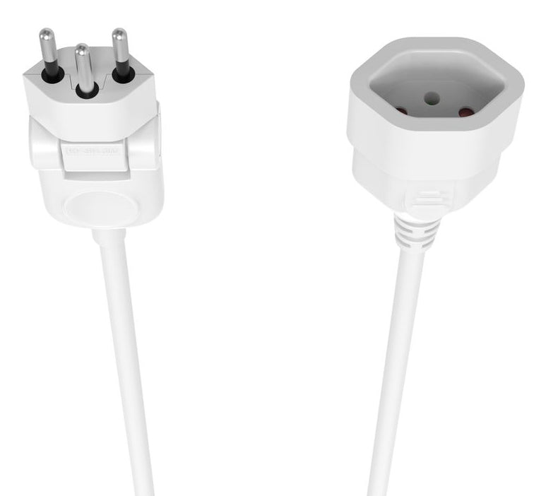 M. Schönenberger Netzkabel, T12 auf T13, Drehwinkelstecker, 230 V, 5 m, Weiss, 82.100.5WS