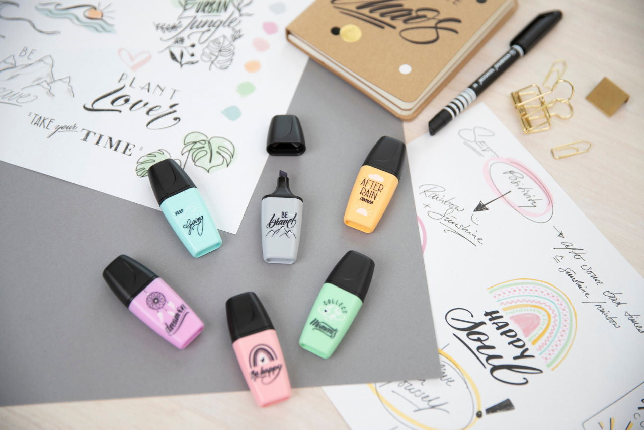 STABILO BOSS Textmarker Mini Set 3 Farben Pastell – Keilspitze, 2–5 mm