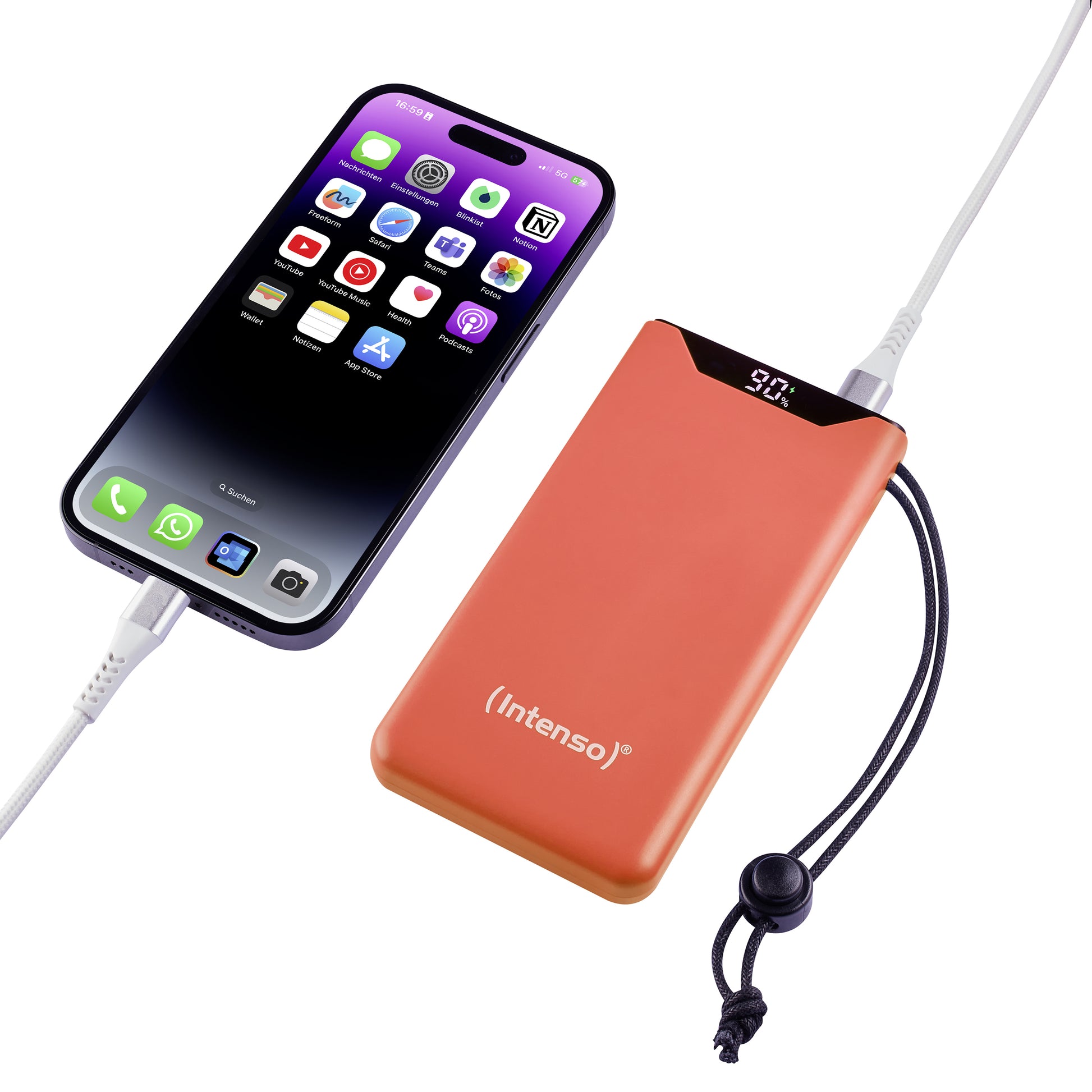 Intenso F10000 Powerbank 10'000 mAh – 20 W PD, 1× USB-C, 1× USB-A, orange