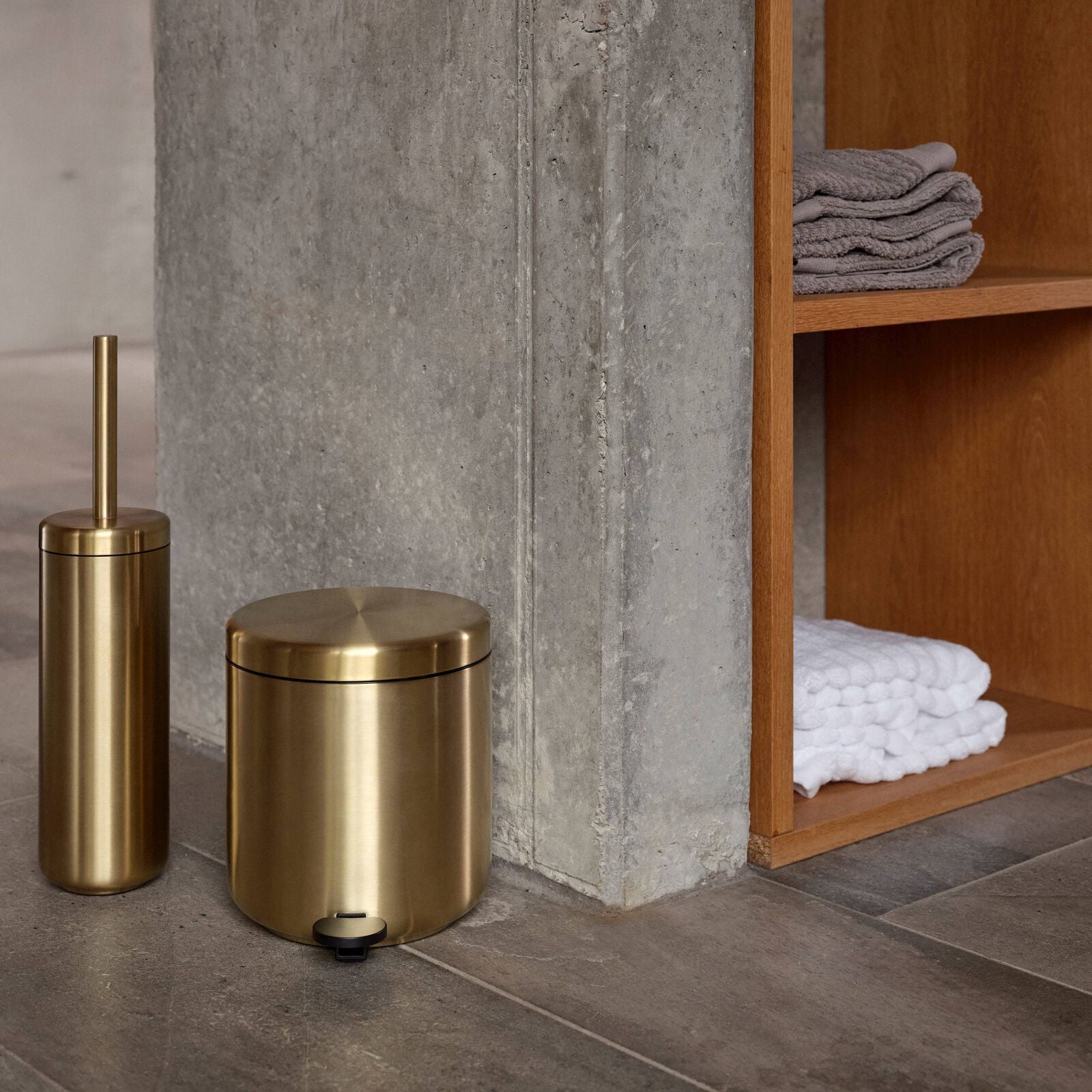 Zone Denmark Papierkorb – 4 l – Stahl, Gold – Ø 195 × H 220 mm