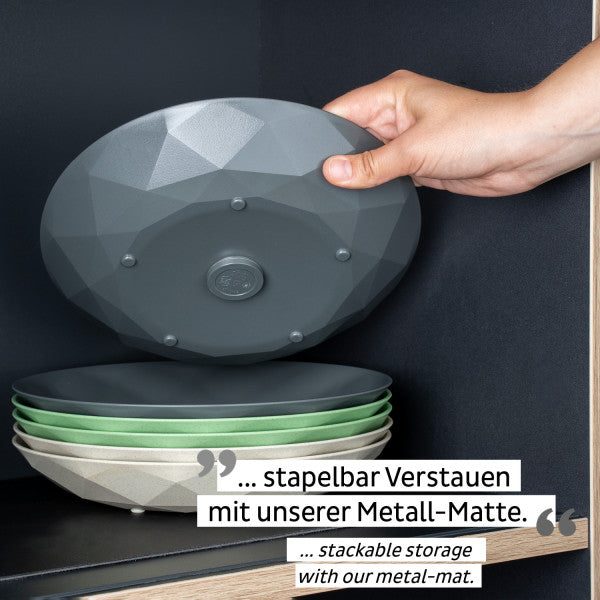 Silwy Frühstücksteller S0TE-1409-2-A – 2er Set, Ø 24,0 cm, H 3,7 cm, Kunststoff, Schwarz, stapelbar