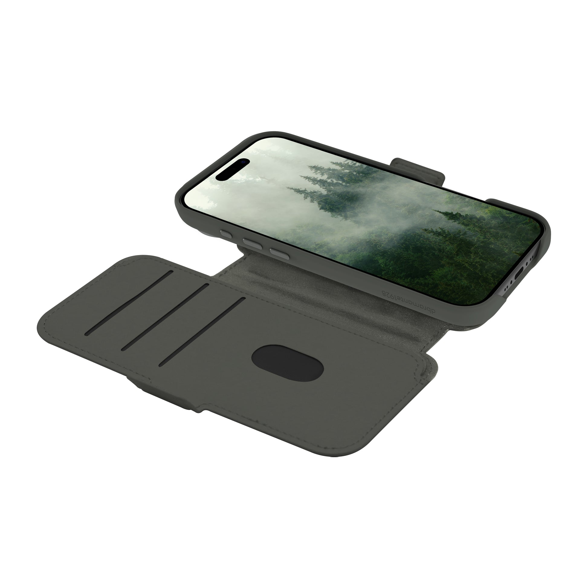 dbramante1928 Lynge MS ICON – Folio – für Apple iPhone 17 Air, MagSafe, mit Kartenfach, Kunststoff, Grün