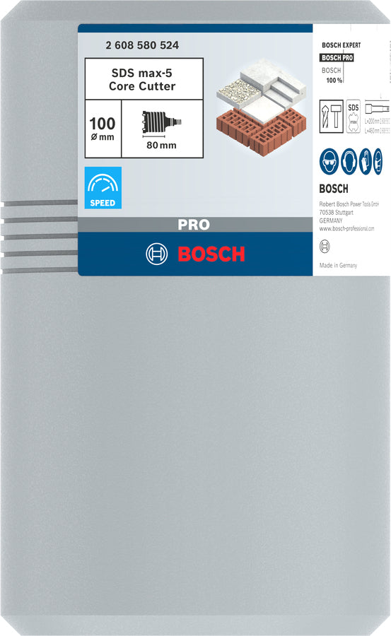 Bosch Professional – Hohlbohrkrone, SDS max-9, 100 mm × 80 mm × 96 mm