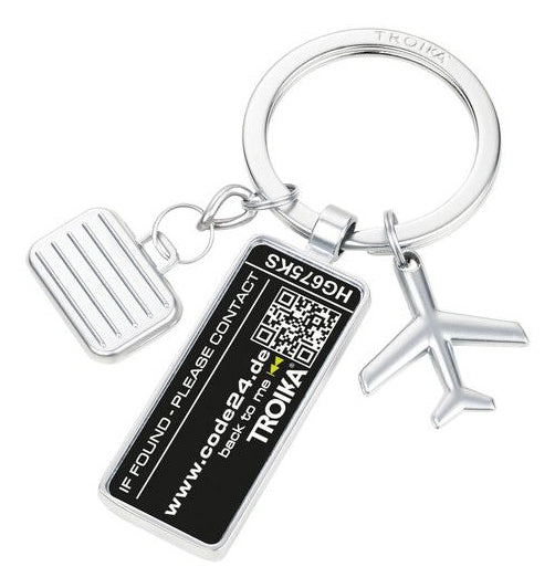 TROIKA Schlüsselring Flugzeug – Lost & Found-Service, Metall, Schwarz/Silber