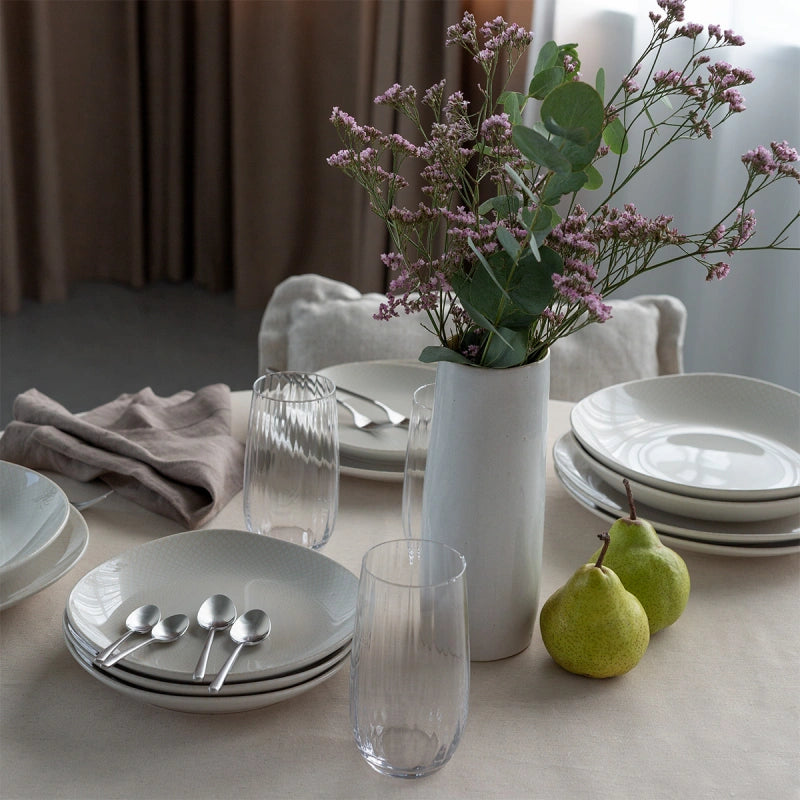 Lunasol Speise-Service Elements North Organic – Set 12-teilig, Ø 27/25/21 cm, Steingut, Beige