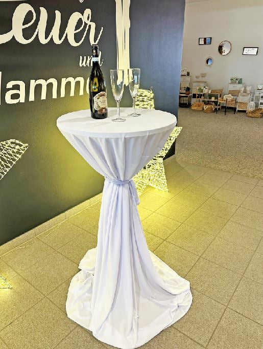 dameco Stehtisch-Husse – Ø 80–90×146 cm, Polyester, Weiss
