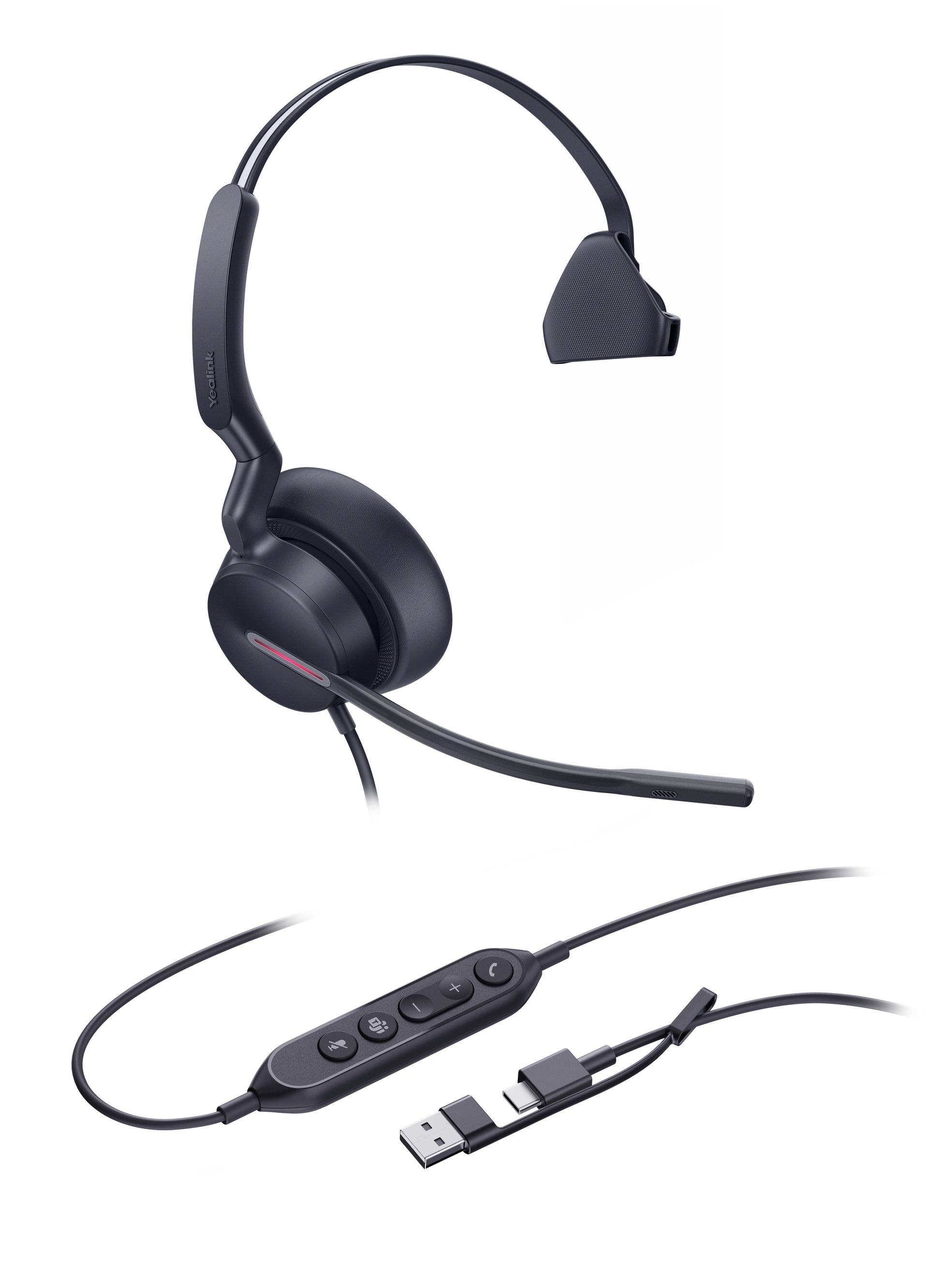 Yealink UH46 Mono Teams USB-C/A Office-Headset – On-Ear, Mono, Kabelgebunden, Schwarz