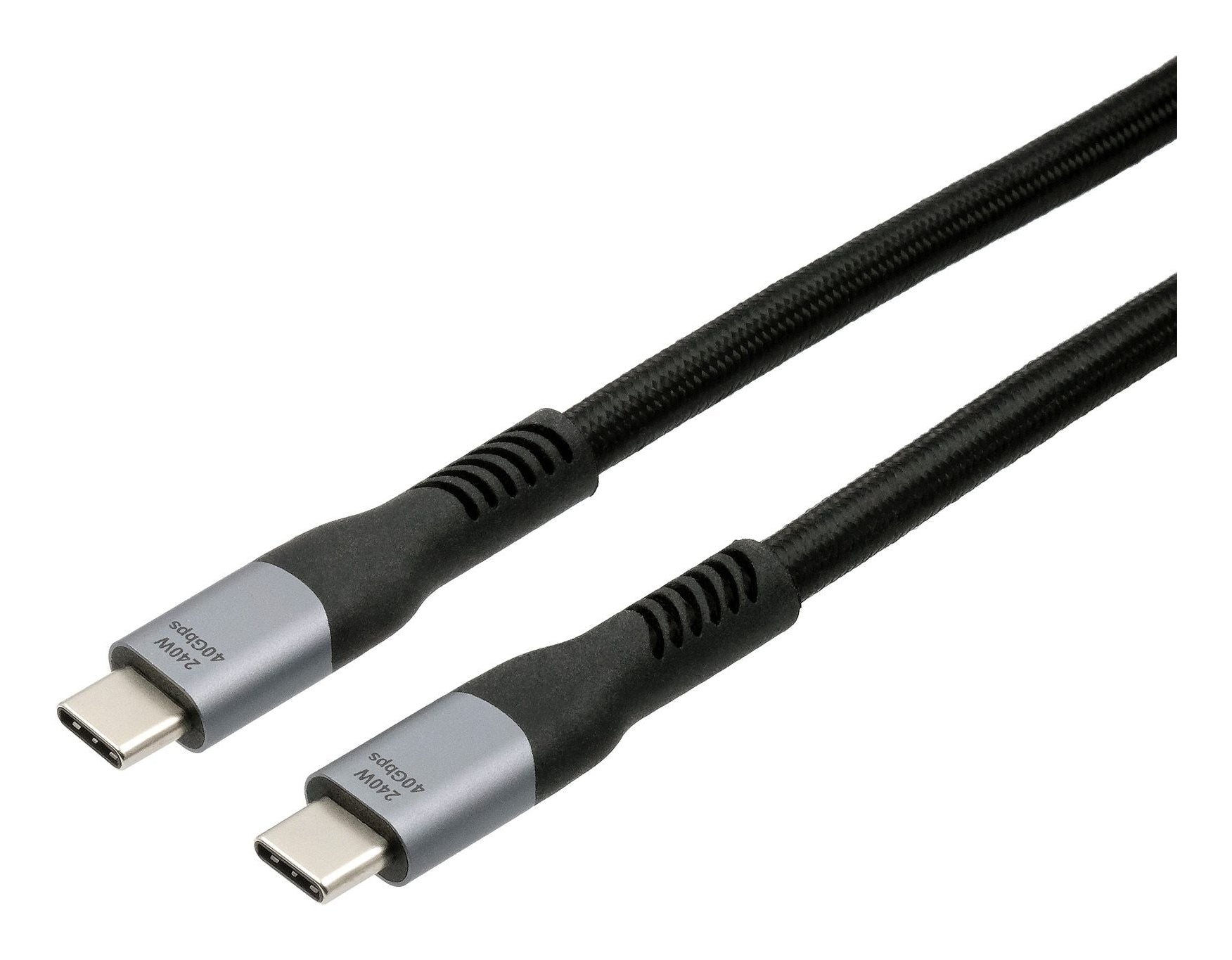 EXSYS USB-C auf USB-C Kabel – USB4 40 Gbit/s – 1 m – PD 240 W – DP 1.2 – Schwarz/Grau