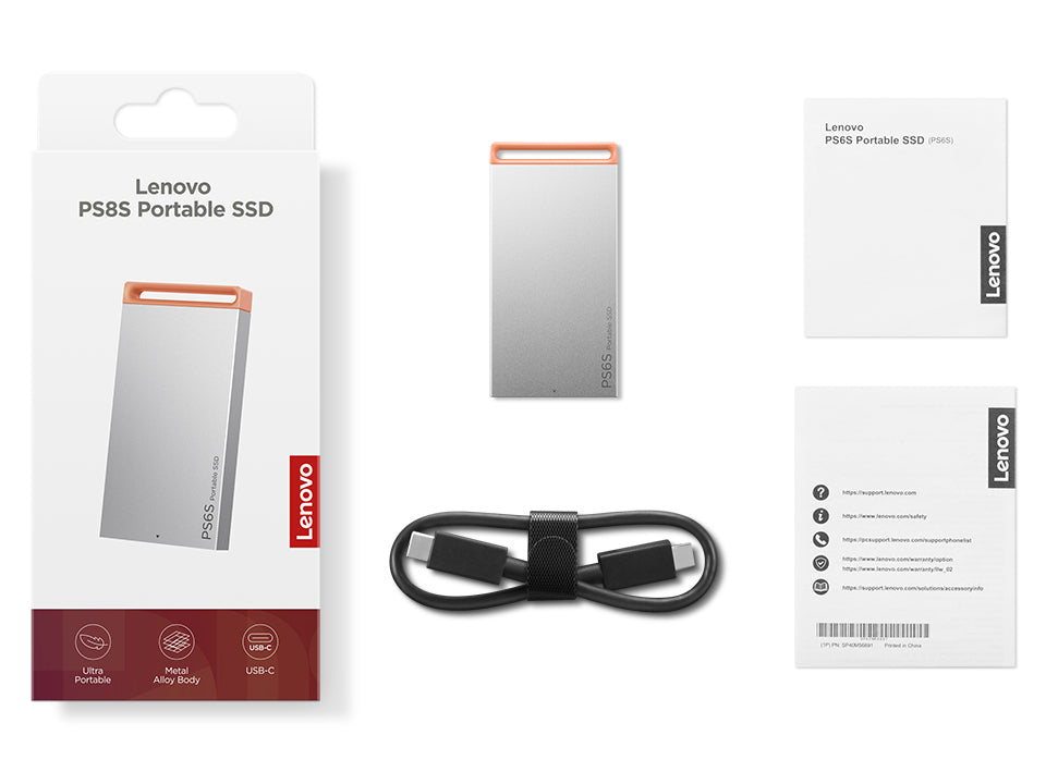 Lenovo Externe Solid State Drive 1 TB – USB Typ-C 3.2 Gen 2, 550/500 MB/s, Grau