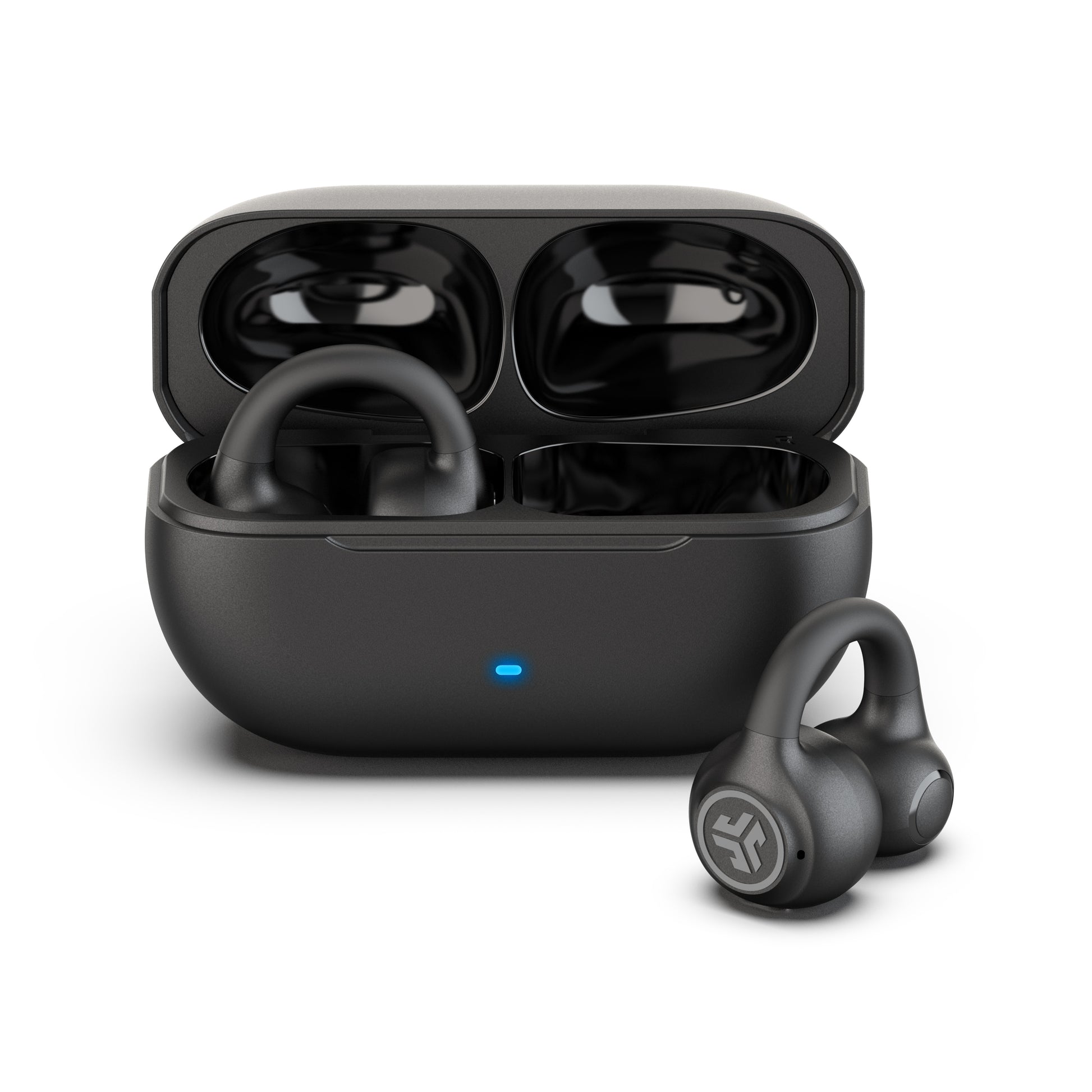 JLab Flex Open Air Clip – True Wireless In-Ear Headset – Bluetooth, Multipoint, IPX4 – Schwarz – bis 21 h