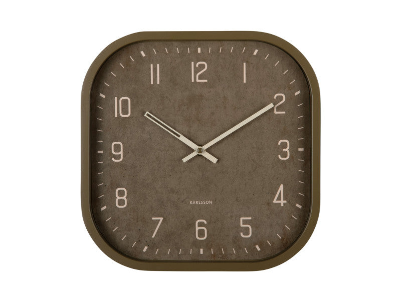 Karlsson Elemental Cuadrado Wanduhr – Analog, 30 × 30 × 4 cm, Grün, Kunststoff