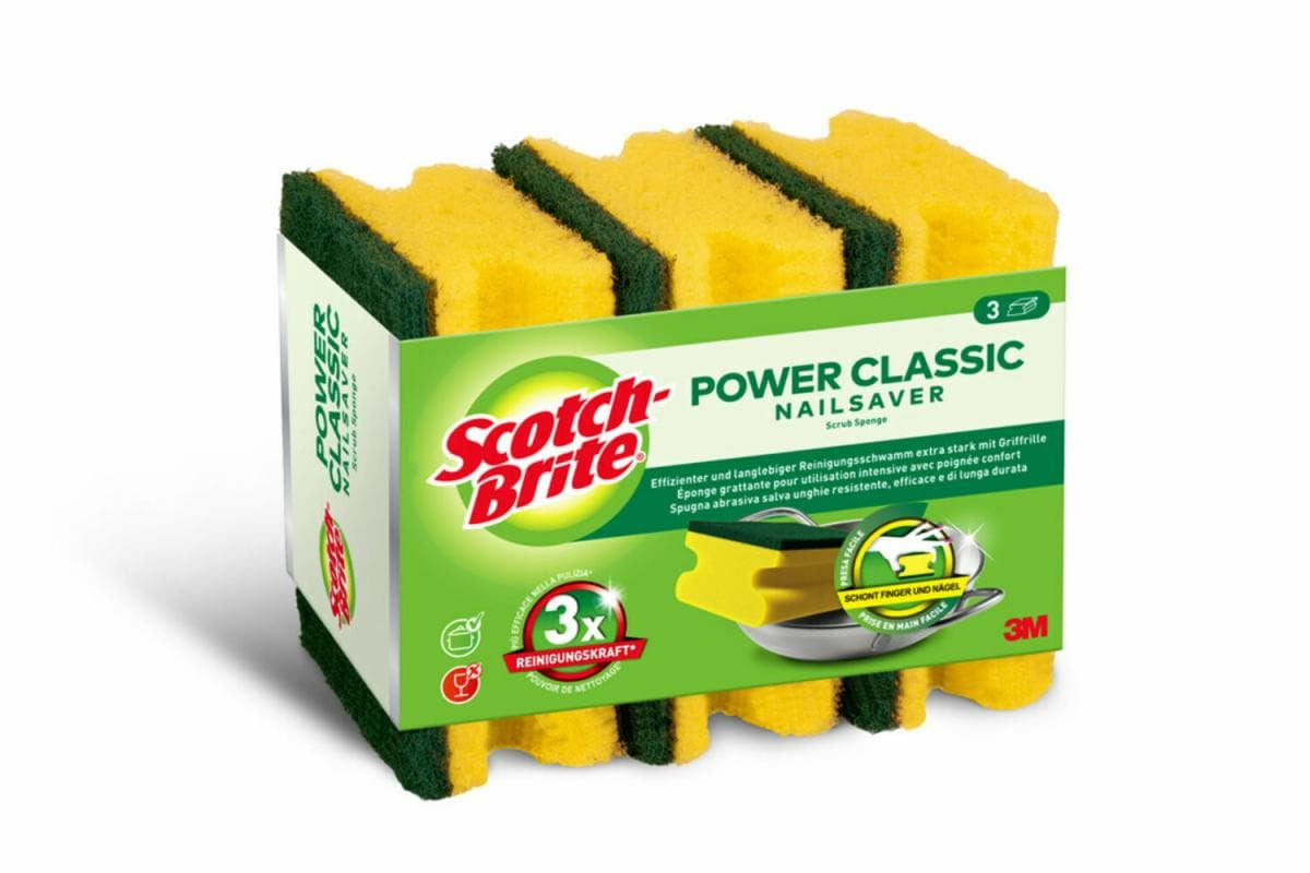 Scotch-Brite Universalschwamm Classic – Kunststoff, 9 × 4,5 × 7 cm, gelb, 3 Stk.