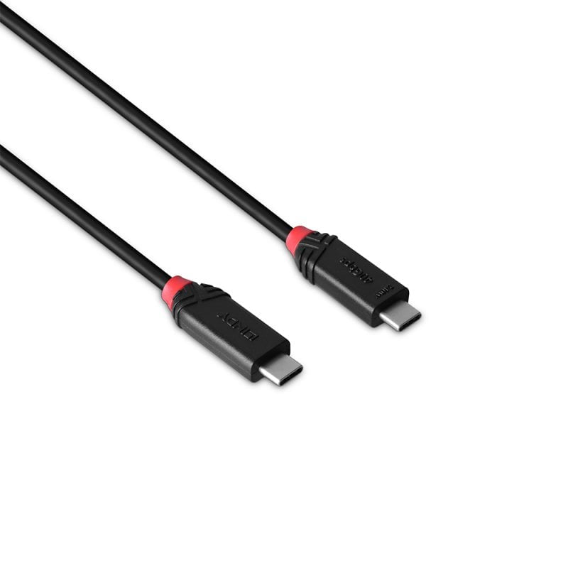 Lindy USB-C auf USB-C Kabel – USB4 40 Gbit/s – 1 m – PD 240 W – Goldstecker, PVC-Mantel – Schwarz