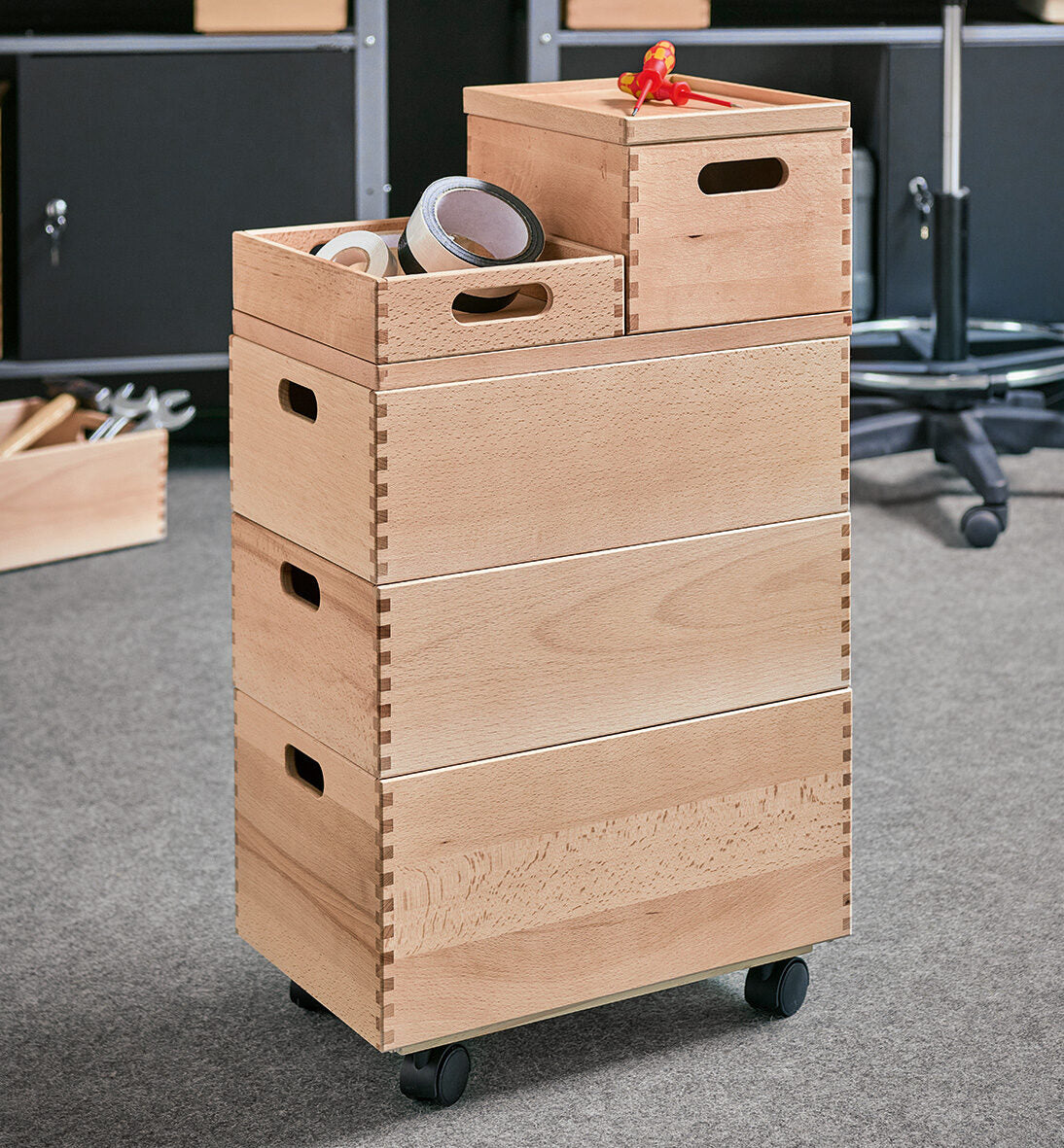 Zeller Present Aufbewahrungsbox (ohne Deckel) – Buche – Natur – stapelbar, mit Griff – 300 × 150 × 400 mm