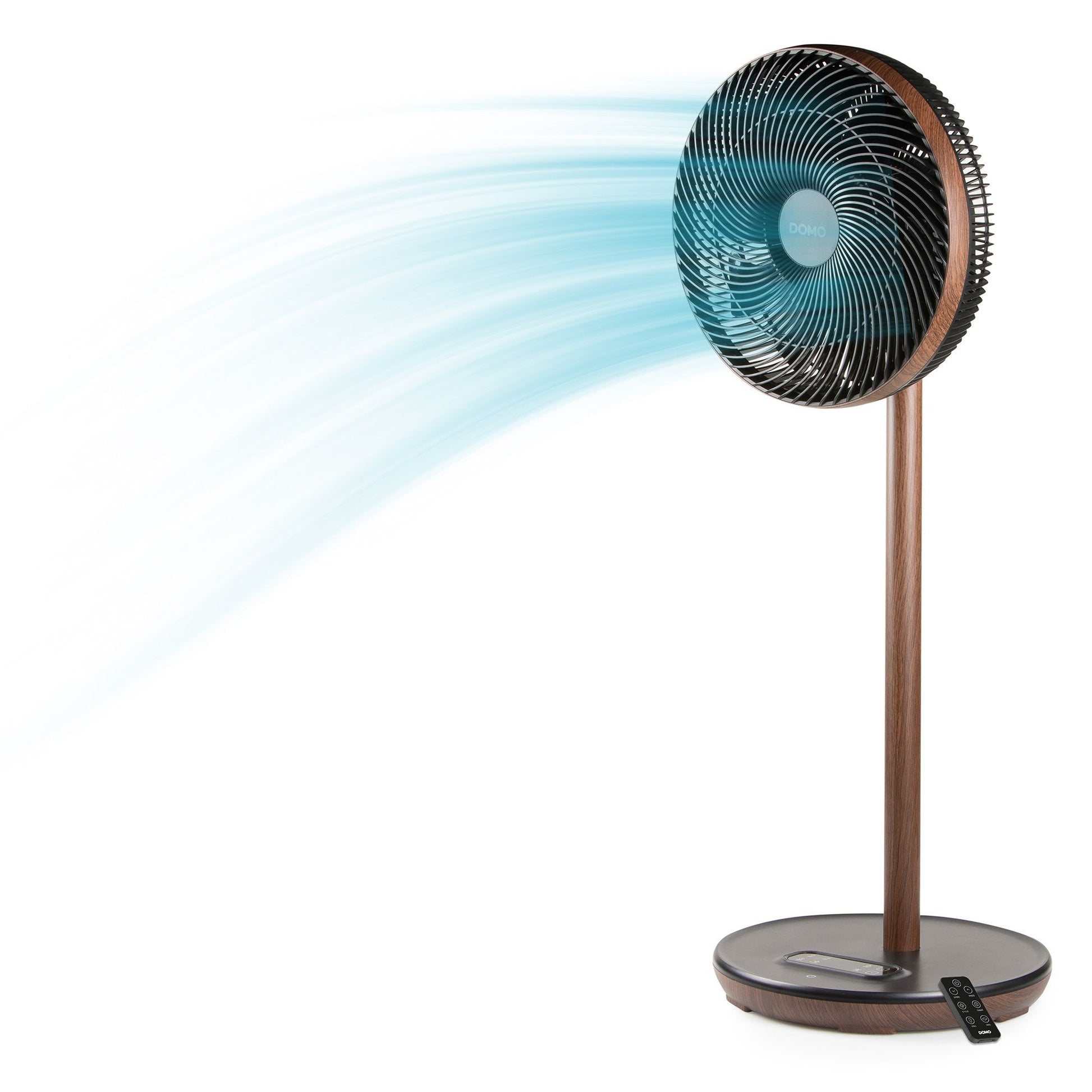 Domo Standventilator DO8155 – 9 Stufen, oszillierend, Timer, Fernbedienung, 26 W, 45 dB(A), Schwarz, Holz