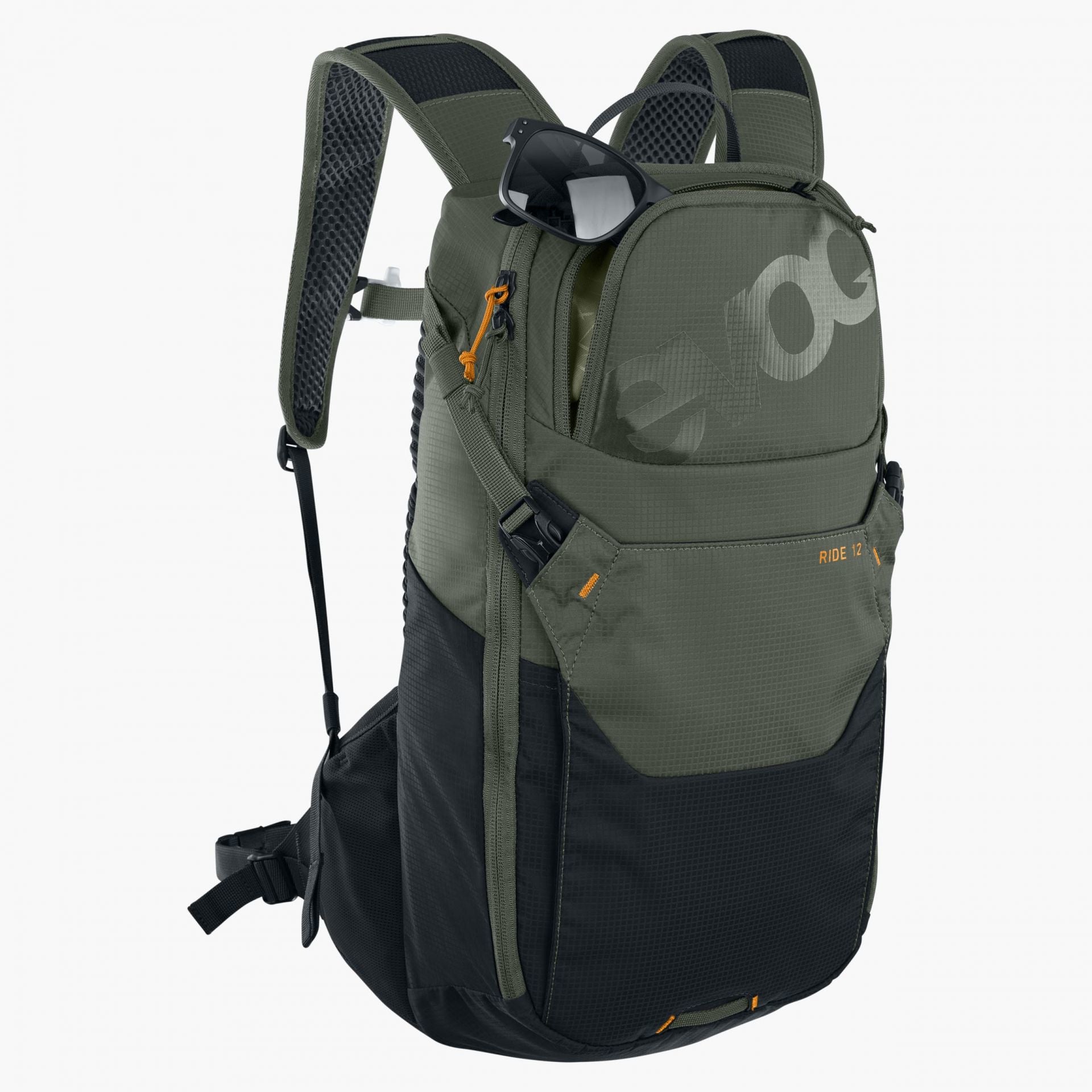 EVOC Ride Bike-Rucksack – 12 l, für Trinksysteme, olivgrün/schwarz, 47 × 24 × 10 cm