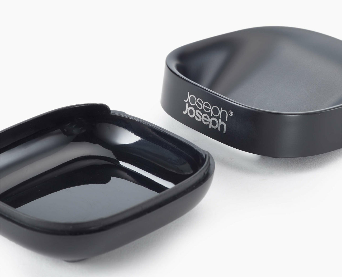Joseph Joseph Seifenschale Slim Compact – Porzellan, 7,1×8,4×3,6 cm, Schwarz, rechteckig