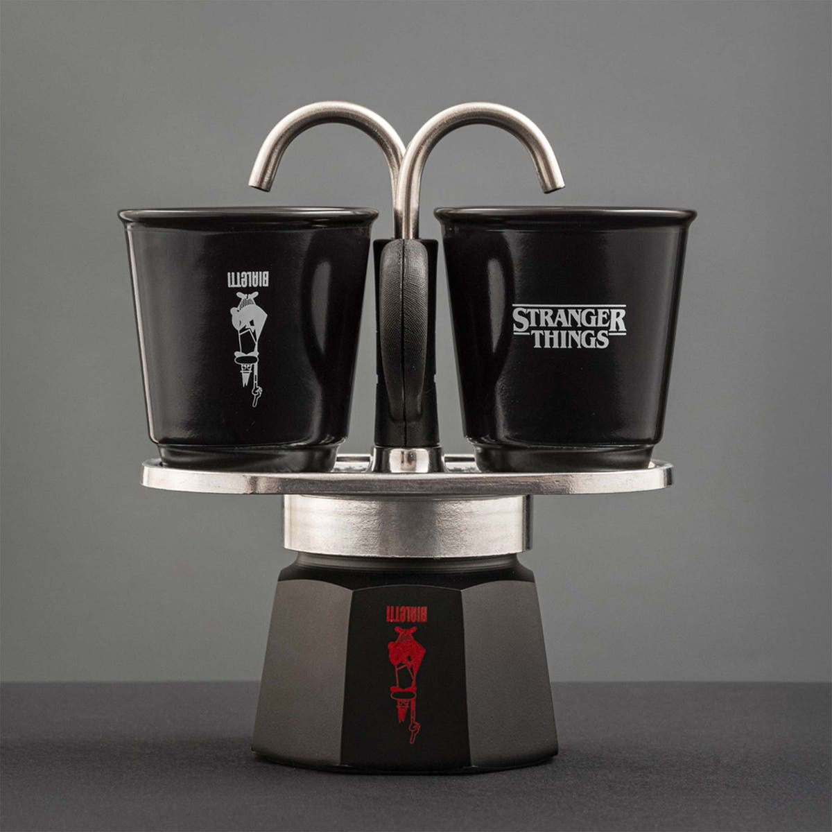 Bialetti Stranger Things Mini Express Espressokanne – für Gas, 2 Tassen, Rot