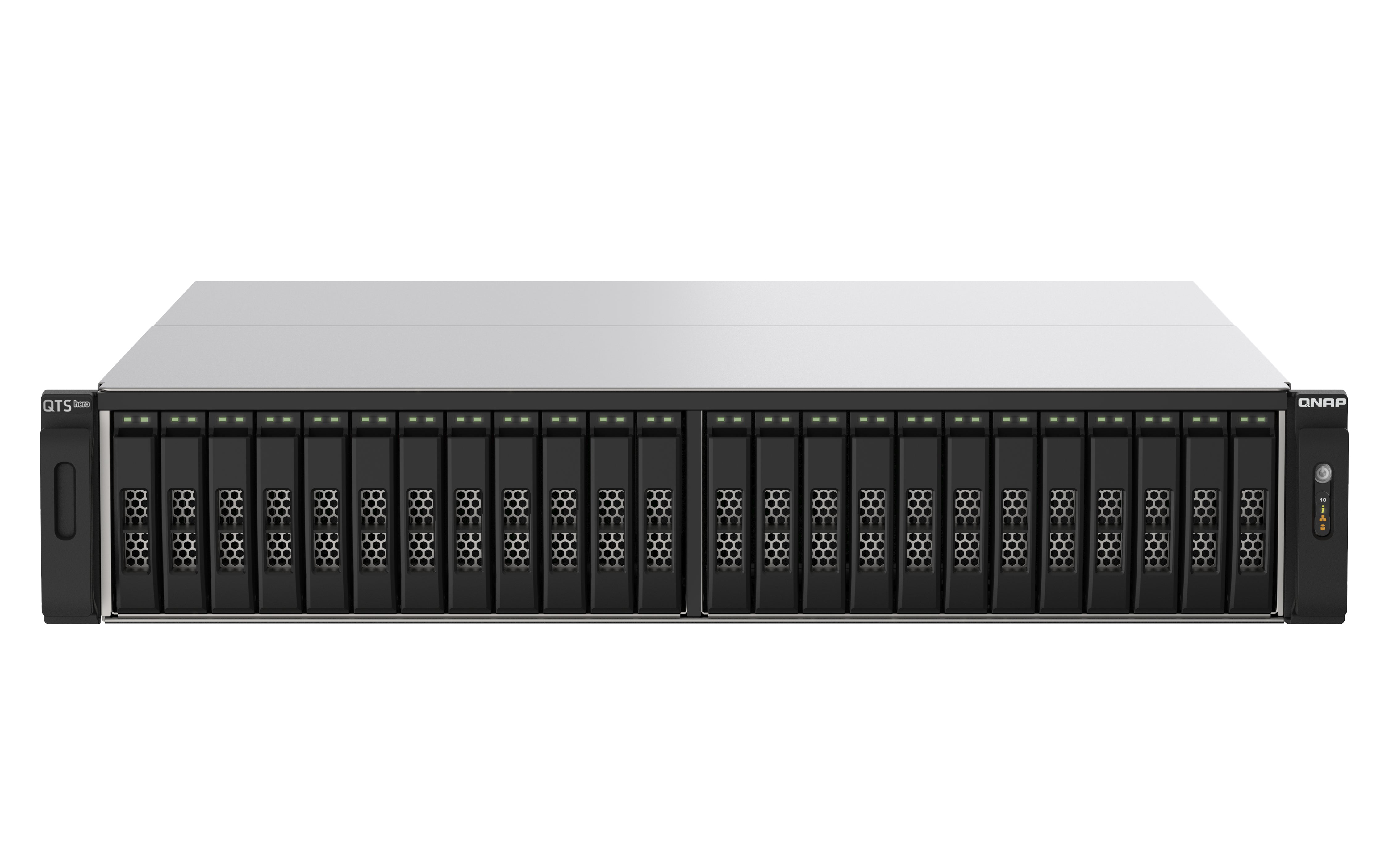QNAP TS-H2490FU-7302P-256G Allgemeines Speichergerät – NVMe, 2U, 24 Einschübe, 2,5", 16C/32T 3,0 GHz